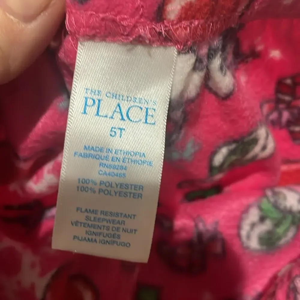 Childrens place 5 💯 polyester fleece straight leg pajama pant elastic waste exp